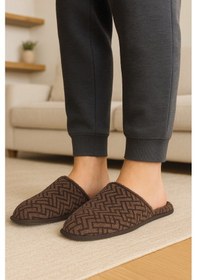 Resim Erkek Ev Terliği Rahat Kullanışlı Terlik Kahverengi 