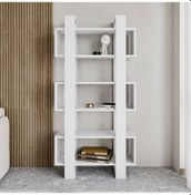 Resim Milano Kitaplık, Raflı Kitaplık, Kütüphane, Çalışma Odası, Ev-ofis, Beyaz - Beyaz Beyaz 