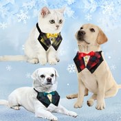 Resim 1 adet Pet Takımı Yaka Bağı, İngiliz Tarzı Kedi Köpek Atkısı Noel Takımı, Ayarlanabilir Pet Giyim Aksesuarları 