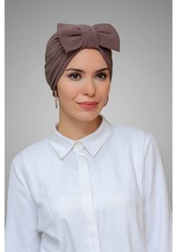 Resim Hürrem Bone Vizon Pratik Hazır Geçmeli Tesettür Bone Sandy Kumaş Fiyonklu Büz (545490865) Vizon 