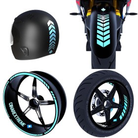 Resim Moto Rider 4'lü Sticker Seti Nane Yeşili İç Dış Jant Şeridi Kask ve Çamurluk Çınar Extreme 