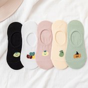 Resim Günlük giyim için şık görünmeyen nefes alabilir çoraplar, %95 polyester ve %5 elastan, kadınların sevimli meyve ve sebze desenli çorapları 