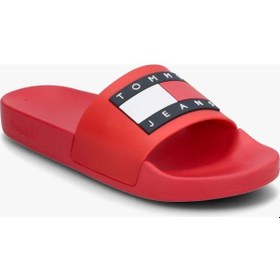 Resim Tommy Jeans Flag Pool Slıde Kırmızı 