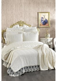 Resim Çeyiz Diyarı Anka 10 Parça Battaniyeli Çeyiz Seti Krem Krem 