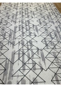 Resim Sarar 6 M² Lastiksiz Halı Örtüsü Çizgili Desen Gri 