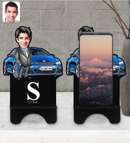 Resim Kişiye Özel Plakalı Erkek Volkswagen Scirocco Karikatürlü Ahşap B 