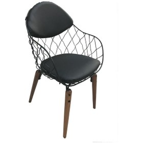 Resim Sandalye TEL Model Metal çelik Tel sırt Kayın RETRO Parlak ceviz Suni deri döşeme Ayak El Yapım 