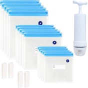 Resim Alchemy Craft Sous Vide Poşetleri 20'li Paket Yeniden Kullanılabilir Elektrikli Vakumlu Gıda Saklama Kabı 1 El Pompası, 3 Boyutlu Mühürlü Poşet, 4 Klipsli Sızdırmazlık Tencere (Yurt Dışından) 