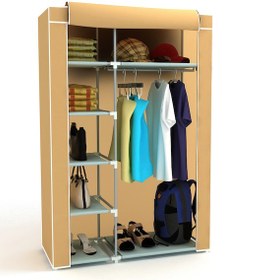 Resim Dzgn Home Tek Yandan Raflı Metal Bez Dolap Gardrop-bej Bej 