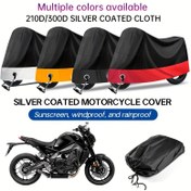 Resim [1 adet Motosiklet Örtüsü] 190T Polyester Taffeta'dan yapılmış, güneş koruması, kum direnci ve toz kalkanı sağlayan, motosikletler ve bisikletler için uygundur. 