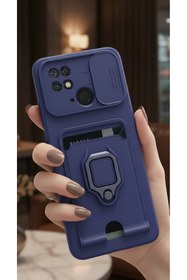 Resim AQUA AKSESUAR Xiaomi Redmi 10c Ve Poco C40 Kılıf Ipli Ve Lens Korumalı Renkli Yüzüklü Askılı Telefon Kılıfı 