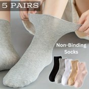 Resim 5 Adet Bağlayıcı Olmayan Şeker Hastaları İçin Şişmiş Ayak ve Bilekler İçin Rahat Seamless Knit Polyester Çoraplar ile Lastik - Yaşlılar, Hamile Kadınlar İçin Mükemmel Hediye 