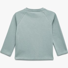 Resim Erkek Bebek Pamuklu Düğmeli Uzun Reglan Kollu Bisiklet Yaka Sweatshirt 