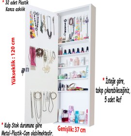 Resim First Mobilya Yıldız Kilitli Duvara Asma Hediyelik Demonte Aynalı Takı Dolabı-beyaz 