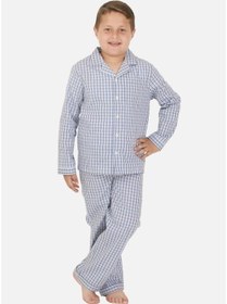 Resim The Nuba The Don Mavi-Lacivert Ekose Desenli Erkek Çocuk Pijama Takımı (2- 