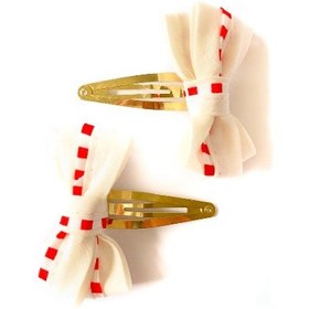 Resim COTTON HAIR CLIPS - PINK STRIPES 