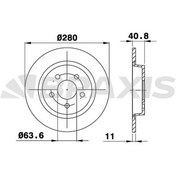 Resim ARKA FREN (AYNASI) DISKI FOCUS II CB4 04>11 C-MAX (DM2) 07>09 VOLVO V50 04>12 C30 06>12 C70 II 05>13 S40 II 04>12 17 JANT - 16 JANT DÜZ 280mm 5 BİJON 