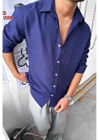 Resim Açık Lacivert Basic Relaxed Gömlek Açık Lacivert 