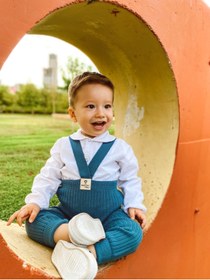 Resim Asya Bebe Çapraz Askılı Ayarlanabilir Bebek Çocuk Tayt Salopet Indigo 