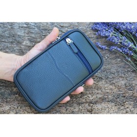 Resim MÇ DERİ Erkek Kemer Ve Omuz Askılı Telefon Çantası Floater Desenli Deri Hakiki Dana Derisinden Lacivert 