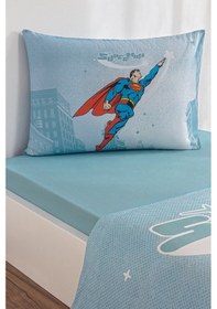 Resim Özdilek Superman Hero Tek Kişilik Lisanslı Lastikli Çarşaf Çocuk Nevresim Takımı Mint 