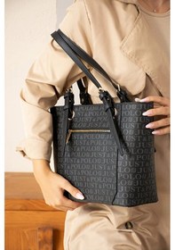 Resim Just Polo Günlük Kombinlere Uygun Kadın Büyük Boy Lüks El Çantası Ebat : 24 X 27 Cm Shopper Siyah 