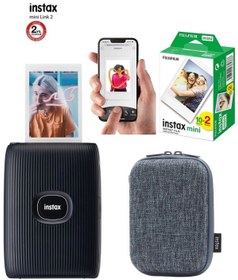 Resim Fujifilm Instax Mini Link 2 Uzay Mavi Akıllı Telefon Yazıcısı 20'li Film ve Çantalı Seti 1 