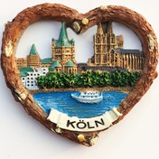 Resim El Boyaması Köln Almanya 3D Şehir Manzarası Kalp Şeklinde Buzdolabı Mıknatısı - Ren Nehri Anıtları Minyatür Modeli, Kompakt Buzdolabı Dekoru Mutfak ve Yemek Odası için 