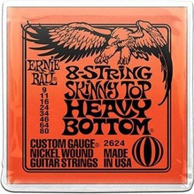 Resim Ernie Ball P02624 Slinky Skinny Top Heavy Bottom 8 Telli 0.09 - 0.80 Elektro Gitar Teli 
