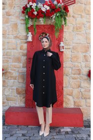 Resim HNT Hayrunnisa Tesettür Uzun Düğmeli Tunik Siyah HNT8533 