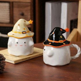 Resim Xiaaokeji Cadılar Bayramı İçin Yenilikçi Cadılar Bayramı Seramik Çay Bardağı Siyah 9+ 