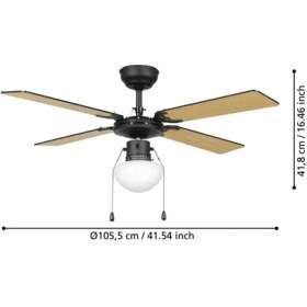 Resim Eglo 31352 "fortaleza" 106,6 cm Çapında Çelik Tavan Vantilatörü Çekme Ipli Ac Motor 