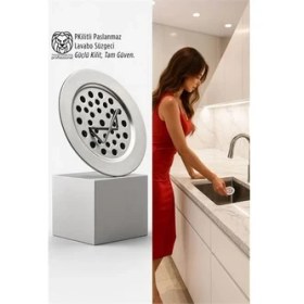 Resim Kilitli Paslanmaz Lavabo Süzgeci - Akıllı Tahliye ve Tam Süzme Teknolojisi (5.5 Cm) 