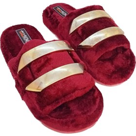 Resim AkınalBella Bordo Kadın Peluş Ev Terliği 