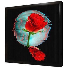 Resim Ay Ve Gül Glitch Çerçeveli Mdf Tablo-173483 