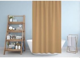 Resim Tropik Home Banyo Perdesi - Tek Kanat Duş Perdesi, Polyester Kumaş Duşakabin Perdesi 180x200 Cm Küvet Perdesi Bej 