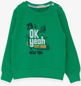 Resim Breeze Erkek Çocuk Sweatshirt Yazı Baskılı 2-6 Yaş, Yeşil-yeşil Yeşil 