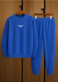 Resim Wings Eşofman Takımı Sweatshirt Jogger - Saks Mavi Baskılı Oversize Şardonlu Bisiklet Yaka Saks Mavi 