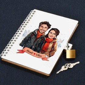 Resim Aralık Ayında Aşk Karikatürlü Kilitli Defter 