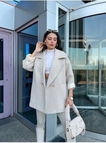 Resim TOKARİS TEKSTİL Mç Moda Balık Sırtı Oversize Kısa Kaban 