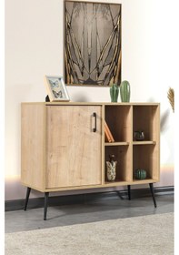 Resim 4108 Şile Metal Ayaklı Metal Kulplu 100 Cm Konsol - Tv Ünitesi - Yemek Odası - Kahve Köşesi Safir Safir 