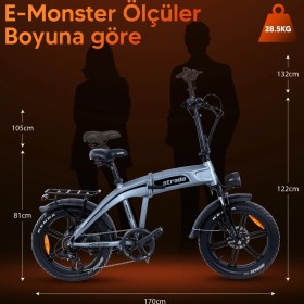 Resim Stradacycles E-Monster 20 Jant Katlanabilir Yüksek Torklu Elektrikli Bisiklet 