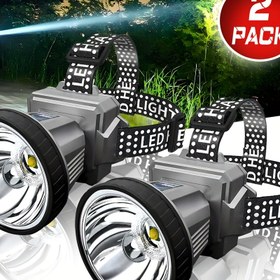 Resim 2 Adet MACROCOSM LED Farlar, Şarj Edilebilir 800mAh Pil ile - Parlak USB Güçlü Spot Işıklı Kafa Bandı, Kamp, Balık Tutma, Yürüyüş ve Açık Hava Kullanımı İçin Su Geçirmez Değil 