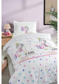 Resim Ranforce Genç Nevresim Takımı Selen Pudra - Beyaz 