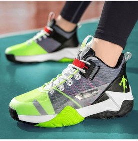 Resim Snapbuy Gençler Ve Öğrenciler Için Basketbol Ayakkabıları, Beton Zemin Antrenmanları Için Dekolteli Spor Ayakkabılar Atlas Yeşil - Açık Pembe Kırmızı 