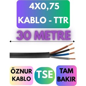 Resim Öznur 4x0,75 Ttr Kablo Metre Seçenekli Siyah - 30 Metre 