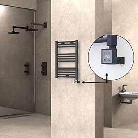 Resim Haiti Elektrikli Havlupan 500x700 Düz Antrasit Texture (KTX3 Termostat) 300 Watt 