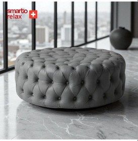 Resim Smarto Relax Puf Evolene Ayaksız Kapitoneli Dekoratif 100x45 Cm Gri Gri 