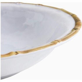 Resim Crate & Barrel Jake Arnold Abbott Beyaz & Bambu Melamin Servis Kasesi 