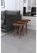 Resim Tokyo Zigon Sehpa & Yan Sehpa 3'Lü Ahşap Ayaklı - Ceviz 